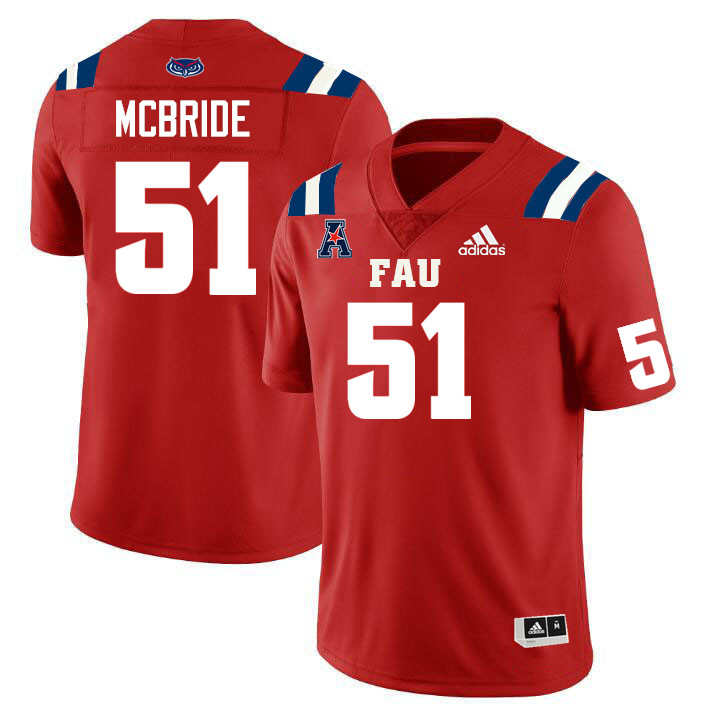 Florida Atlantic Owls #51 Courtney McBride College Football Jerseys Stitched Sale-Red